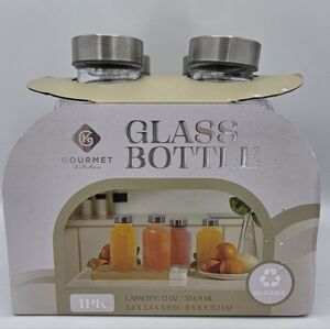 Food Grade BPA FREE Glass Bottle Set - Silver Caps